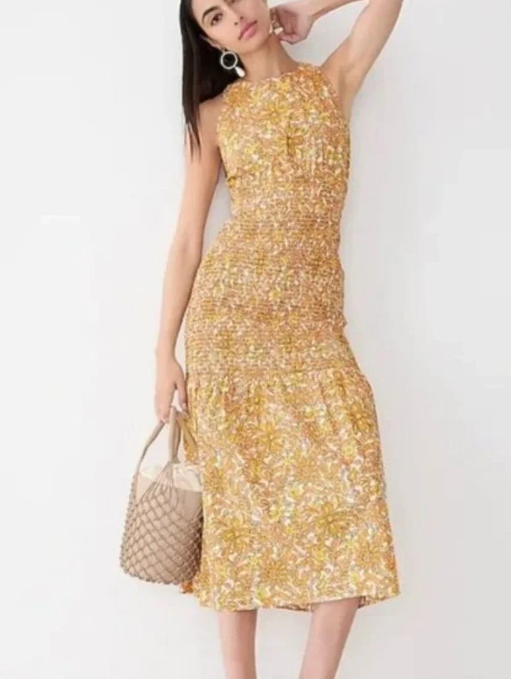 J. Crew Collection cotton poplin floral maxi dress with cross cross back size 4